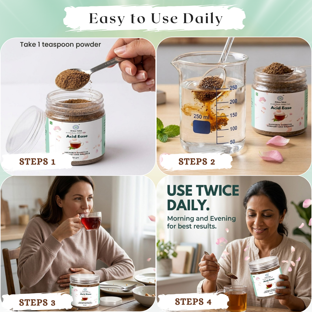 Prana Tatva Ayurvedic Acid Ease Powder | Natural Acidity Relief with Saunf, Mulethi & Cardamom